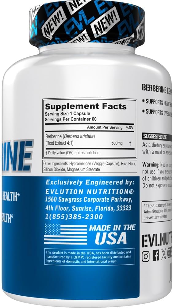 Evlution Nutrition Berberine 500mg - Vegan, Non-GMO, 60 Veggie Capsules - görsel 3