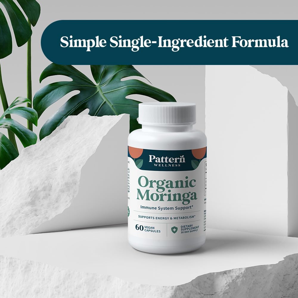Pattern Wellness Organic Moringa Oleifera Supplement – Antioxidant Support & Cell Function – Whole Leaf Complete Formula – Vegan, Non-GMO – 60 Capsules - görsel 7