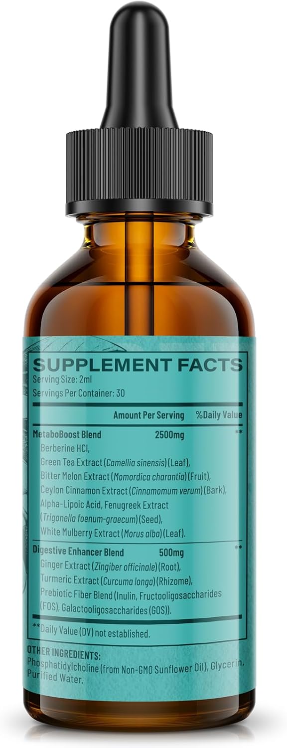 Berberine HCl Supplement 3000 mg - Liposomal Berberine HCl Liquid - AMPK Activator with Turmeric, Ceylon Cinnamon, 12 Natural Ingredients - 118 ml - görsel 4