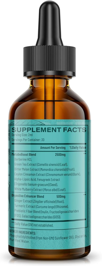 Berberine HCl Supplement 3000 mg - Liposomal Berberine HCl Liquid - AMPK Activator with Turmeric, Ceylon Cinnamon, 12 Natural Ingredients - 118 ml