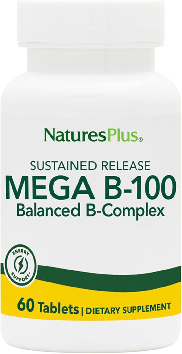 NaturesPlus Mega B-100 Complex - Sustained Release B Vitamin Supplement - 60 Tablets - görsel 1