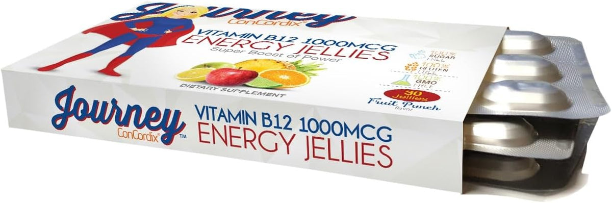 Bariatric Eating Journey 1,000 mcg Vitamin B12 Sugar-Free Energy Jellies Fruit Punch (30 Pack) - görsel 3