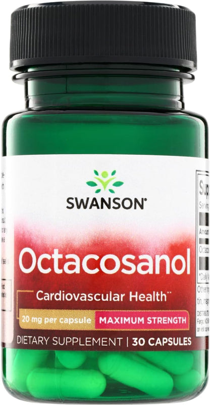 Swanson Maximum-Strength Octacosanol 20 mg – 30 Capsules (Pack of 3)