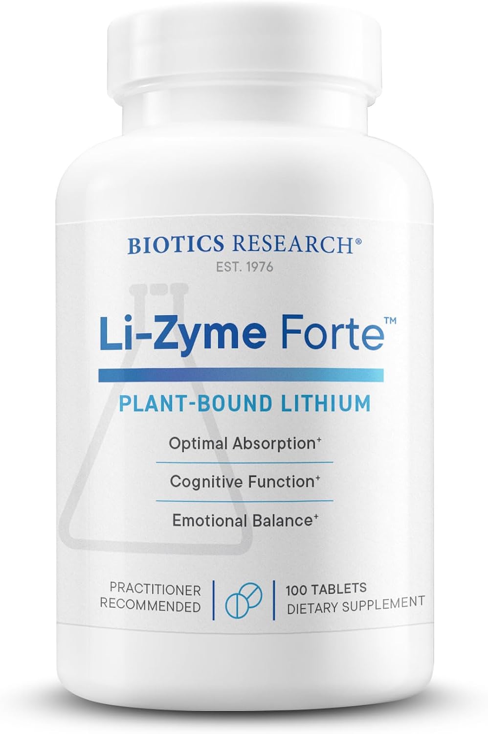 BIOTICS RESEARCH Li Zyme Forte - Plant-Based Lithium Supplement for Brain Function, Memory and Mood Support (100 Tablets) - görsel 1