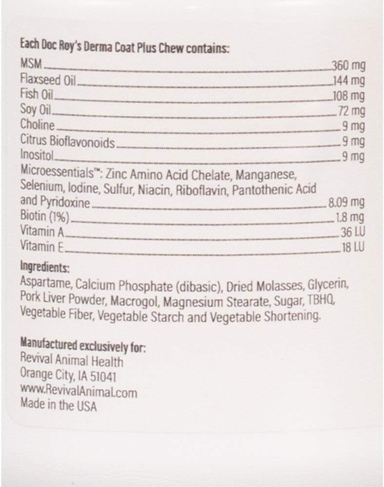 Doc Roy's Derma Coat Plus, Fatty Acid Soft Chews for Dogs, Omega 3-6-9 with Biotin and Antioxidants, Daily Supplement for – Image 8