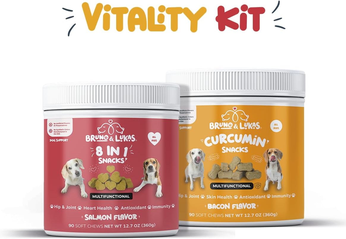 Bruno & Lukas Turmeric & Multivitamin Chews for Dogs – 10-in-1 Supplement with Glucosamine, Curcumin, Omega Fish Oil & Antioxidants – Joint, Immune, Digestive, Skin & Coat Support (90 Chews) - görsel 7