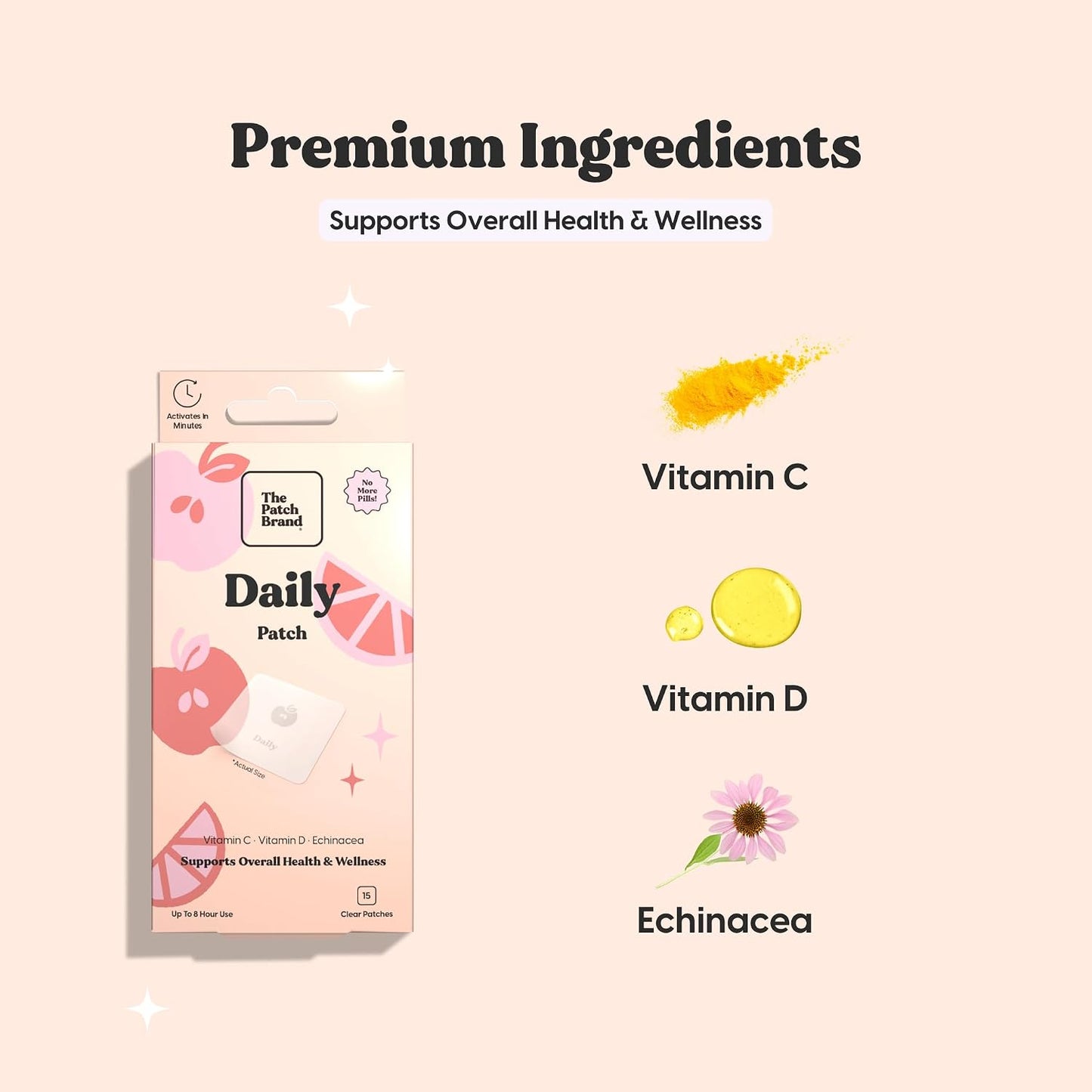 The Patch Brand Daily Support Patches – Natural Wellness with Vitamin C, Zinc Citrate, Vitamin D, Ginkgo Biloba and Echinacea - görsel 3