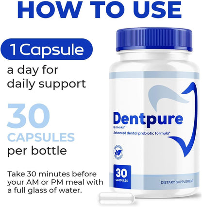 Dentpure Probiotics - Oral Probiotic Capsules for Healthy Teeth and Gums, 30 Capsules
