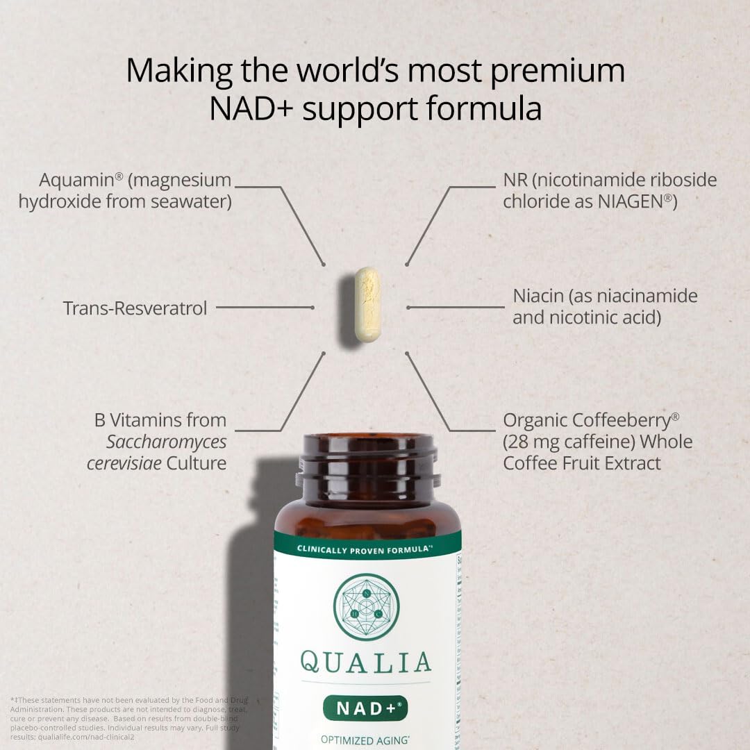 Qualia NAD+ Supplement - Nicotinamide Riboside, Niacin, Niacinamide - 1 Month Supply - görsel 8