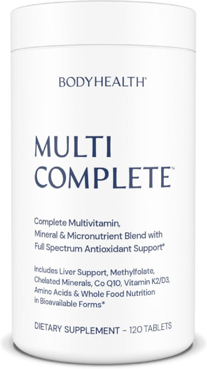 BodyHealth Multi Complete (120 Count) Daily Multivitamin for Men and Women with Whole Foods, Minerals, Antioxidants, Organic Green Food Concentrates, and Liver Detox Extracts, Non-GMO