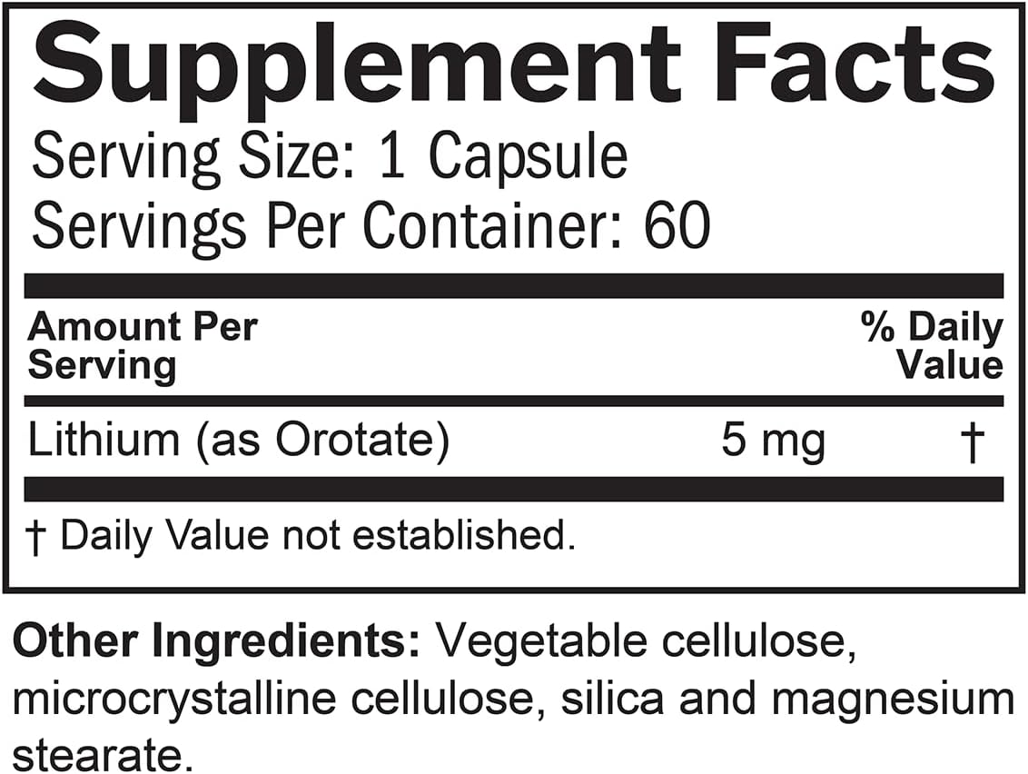 BRAINMD Dr Amen Lithium Orotate - 60 Capsules - Brain Support - Gluten-free - 60 Servings - görsel 4