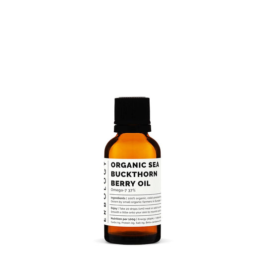 Erbology 100% Organic Sea Buckthorn Oil - Cold-Pressed 50:1 - Rich in Omega-7 and Beta-Carotene - Non-GMO - 30 ml