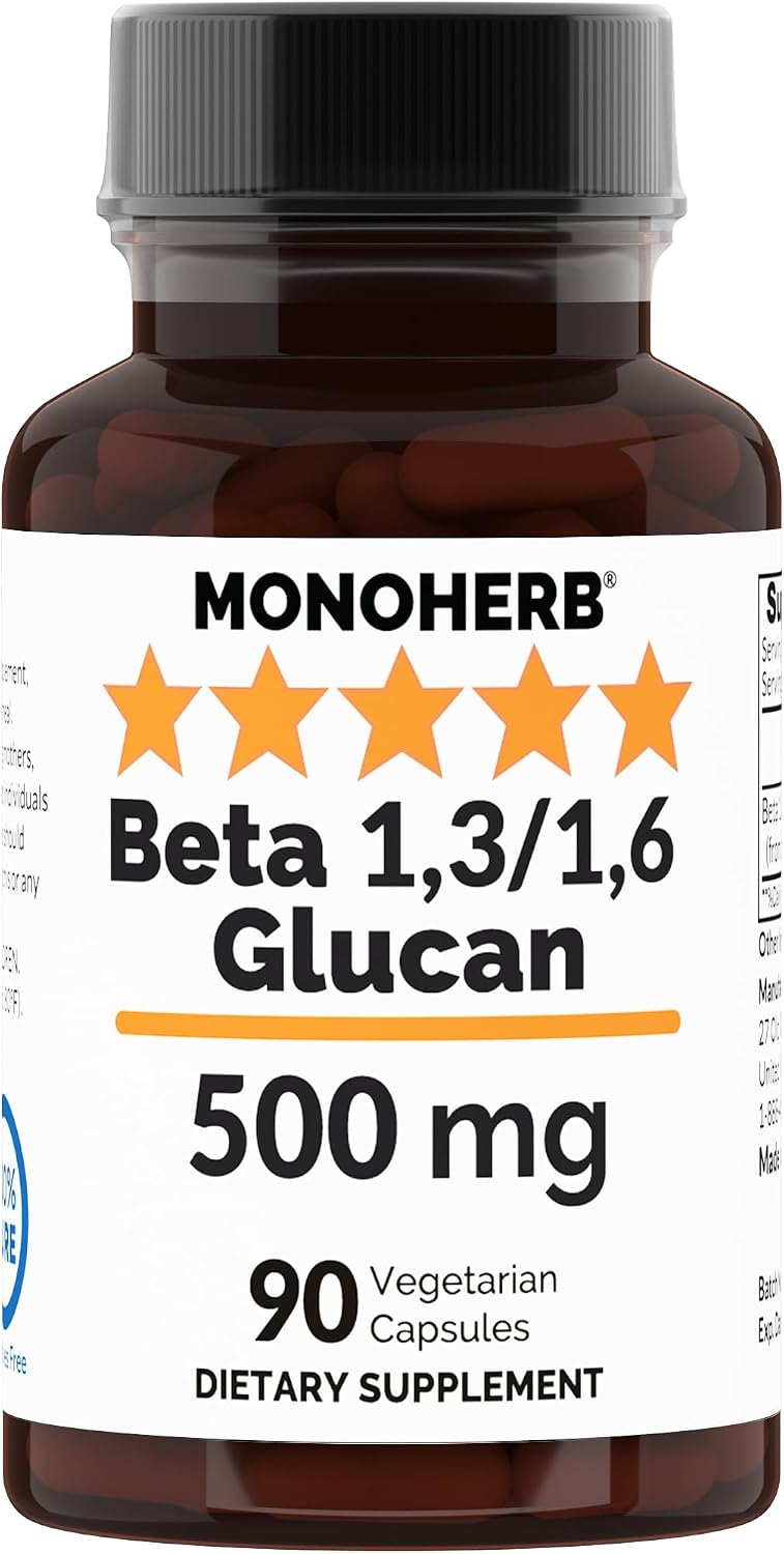 MONOHERB Beta 1,3/1,6 Glucan 500 mg per Capsule - 90 Veg Capsules - görsel 1