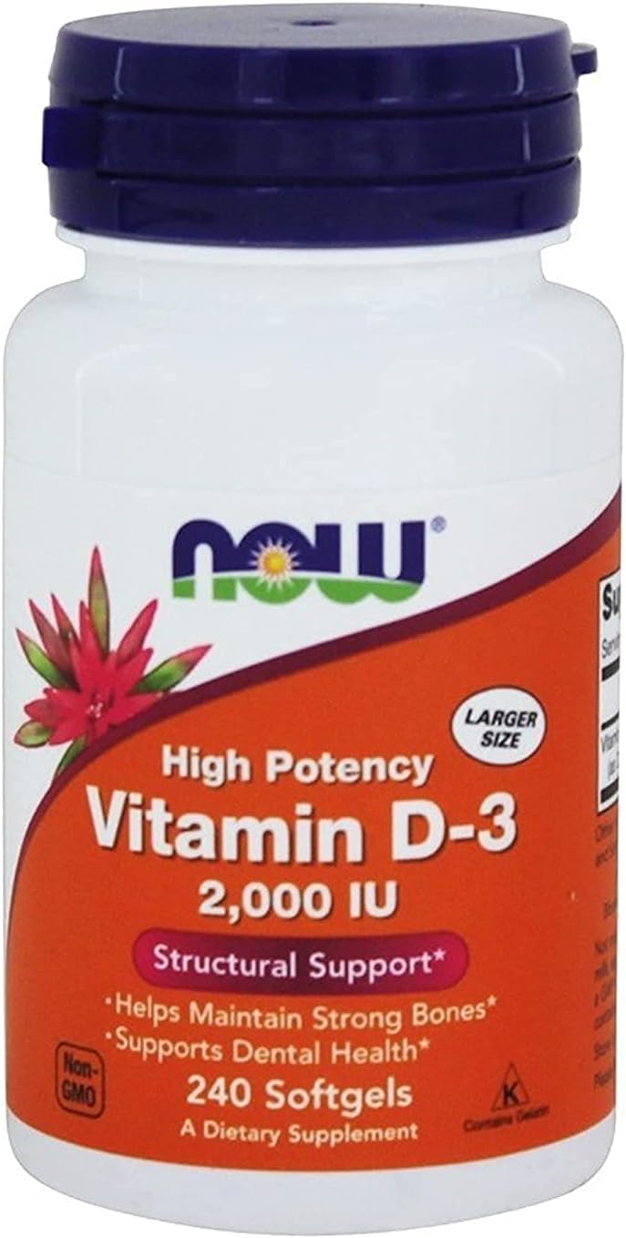 NOW Foods Vitamin D-3, 2,000 IU, 240 Softgels (2-Pack) - görsel 1
