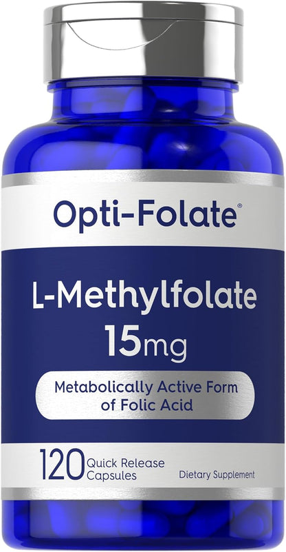 Carlyle L Methylfolate 15mg | 120 Capsules | Value Size | High Strength | Active Folate (5-MTHF) | Non-GMO, Gluten-free Supplement | by Opti-Folate
