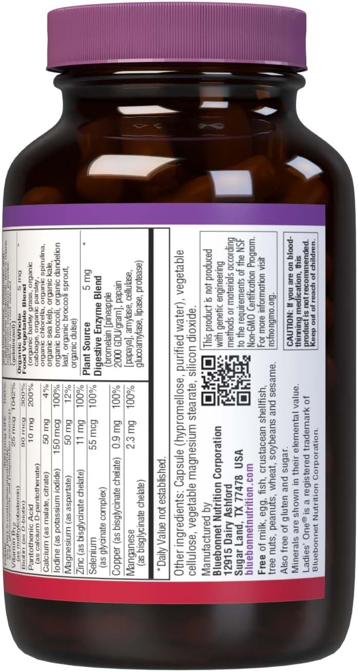Bluebonnet Nutrition Ladies’ ONE 40+ Whole Food-Based Multivitamin - 60 Vegetable Capsules - görsel 7