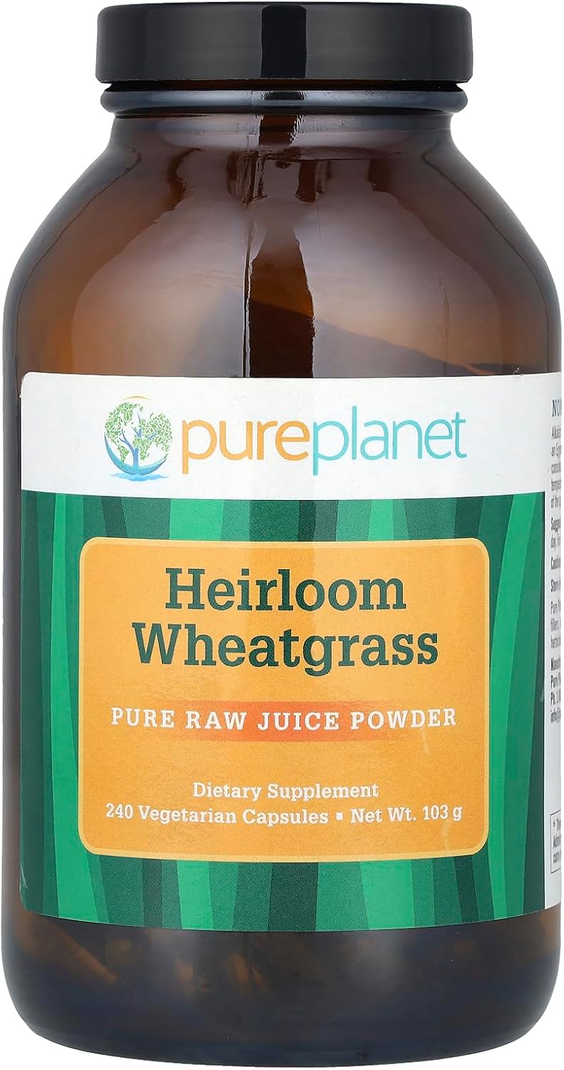Pure Planet Heirloom Wheatgrass Vegetarian Capsules, 240 Count - görsel 1