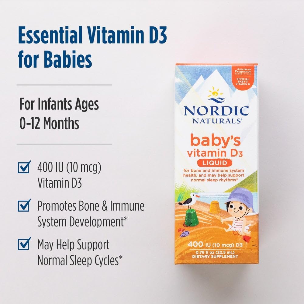 Nordic Naturals Baby’s Vitamin D3, Unflavoured - 22.5 ml - 400 IU - 90 Servings - görsel 3