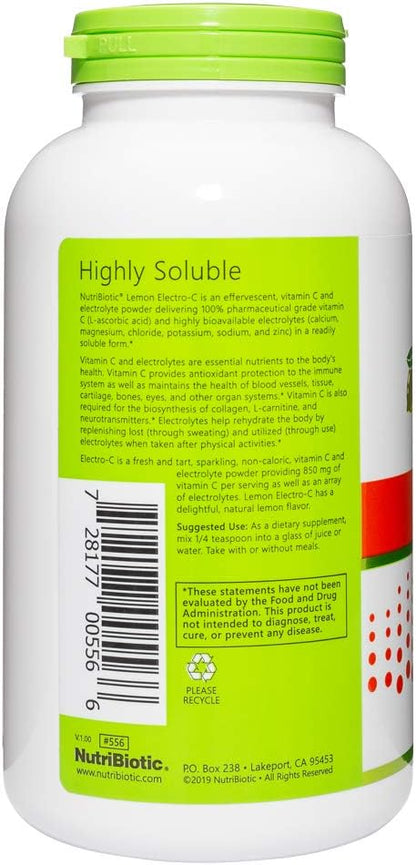 NutriBiotic Lemon Electro-C, Vitamin C & Electrolyte Powder, 454 g (16 oz)