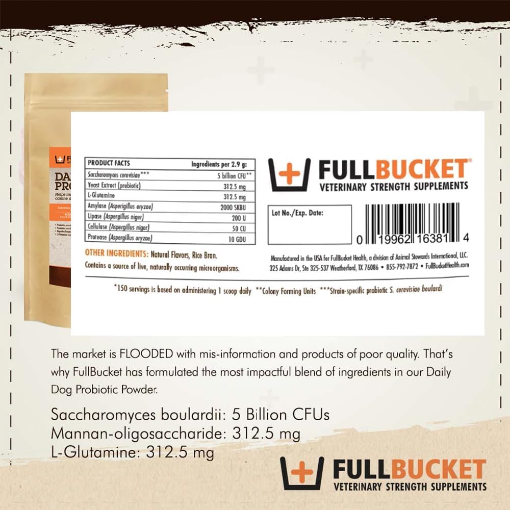 FullBucket Daily Dog Probiotic - Probiotics, Prebiotics & Digestive Enzymes for Dogs (150 Servings) - görsel 5