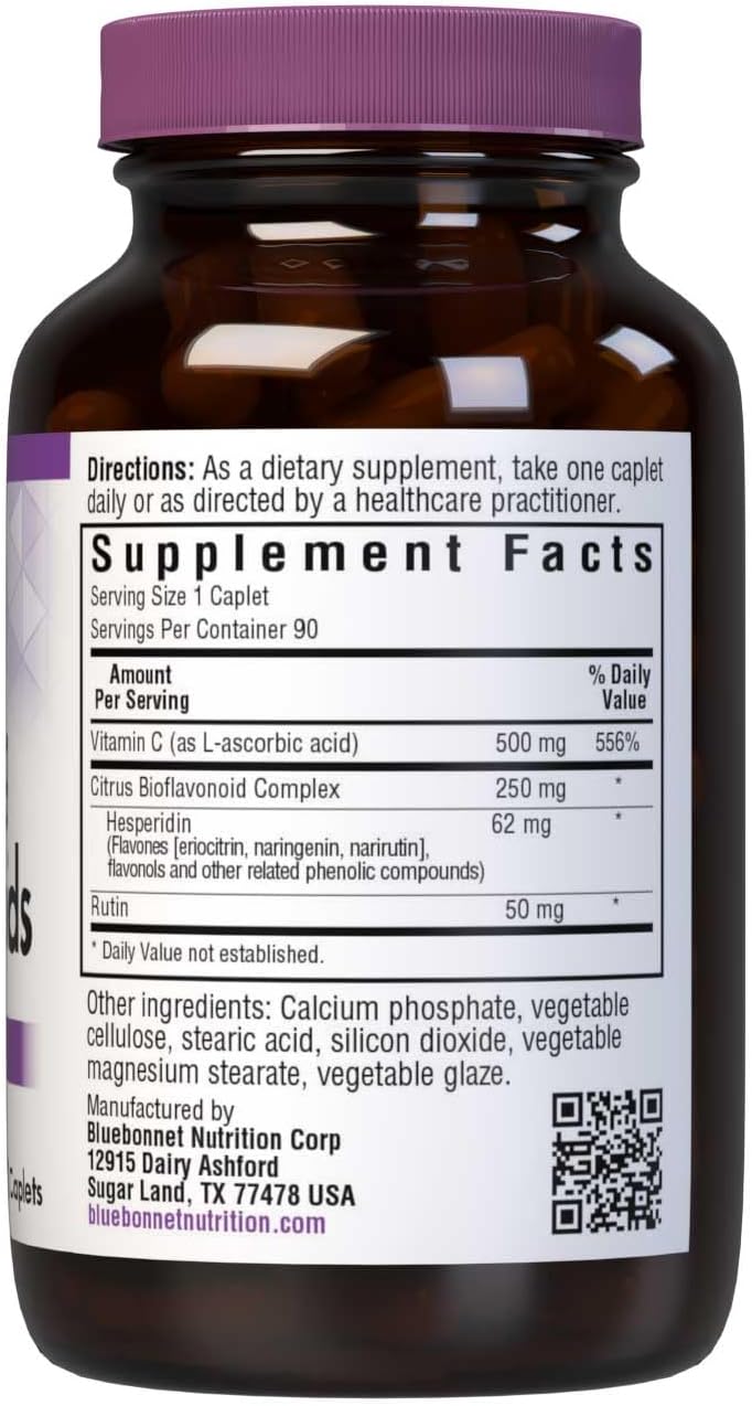 Bluebonnet Vitamin C 500 mg Plus Bioflavonoids Caplets, 90 Count - görsel 2