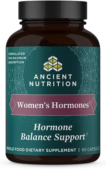 Ancient Nutrition Women's Hormones, Helps Reduce Stress, Supports Energy, Hormone Balance, Gluten-free, Paleo and Keto Friendly, 60 Capsules