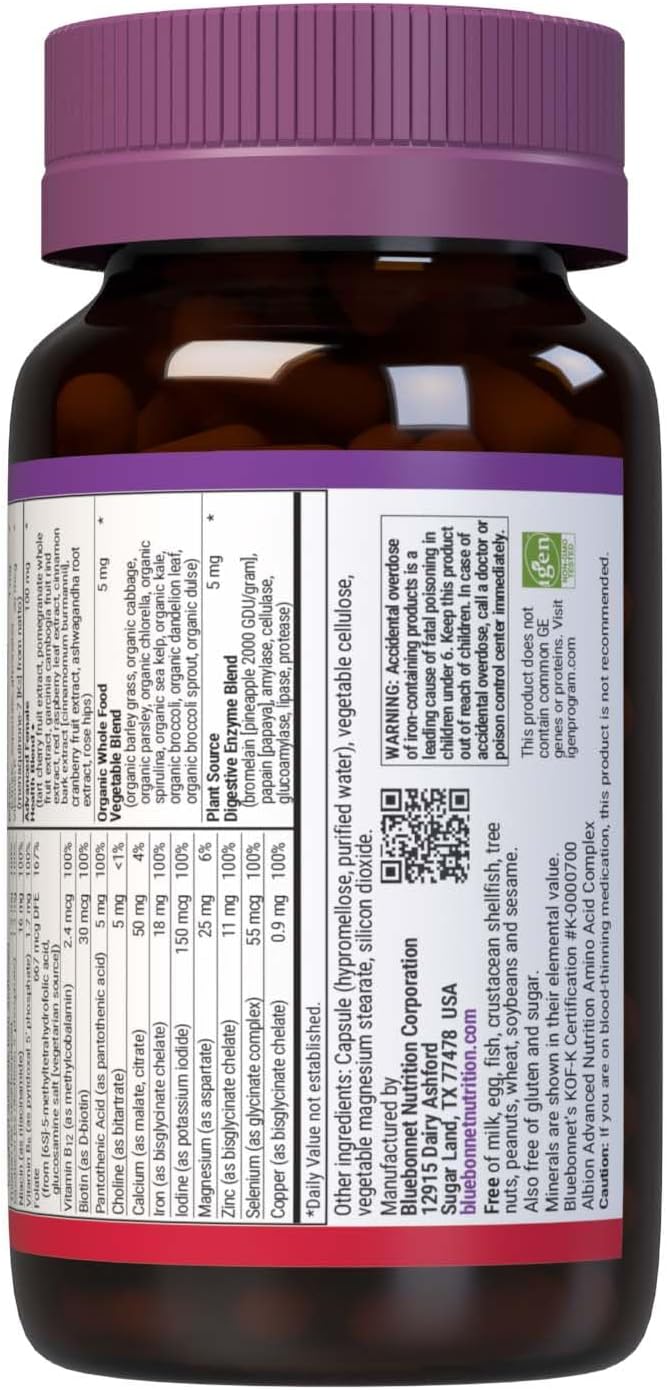 Bluebonnet Nutrition Ladies One Vegetable Capsule, Whole Food Multiple with K2, 90 Capsules - görsel 3