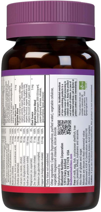 Bluebonnet Nutrition Ladies One Vegetable Capsule, Whole Food Multiple with K2, 90 Capsules
