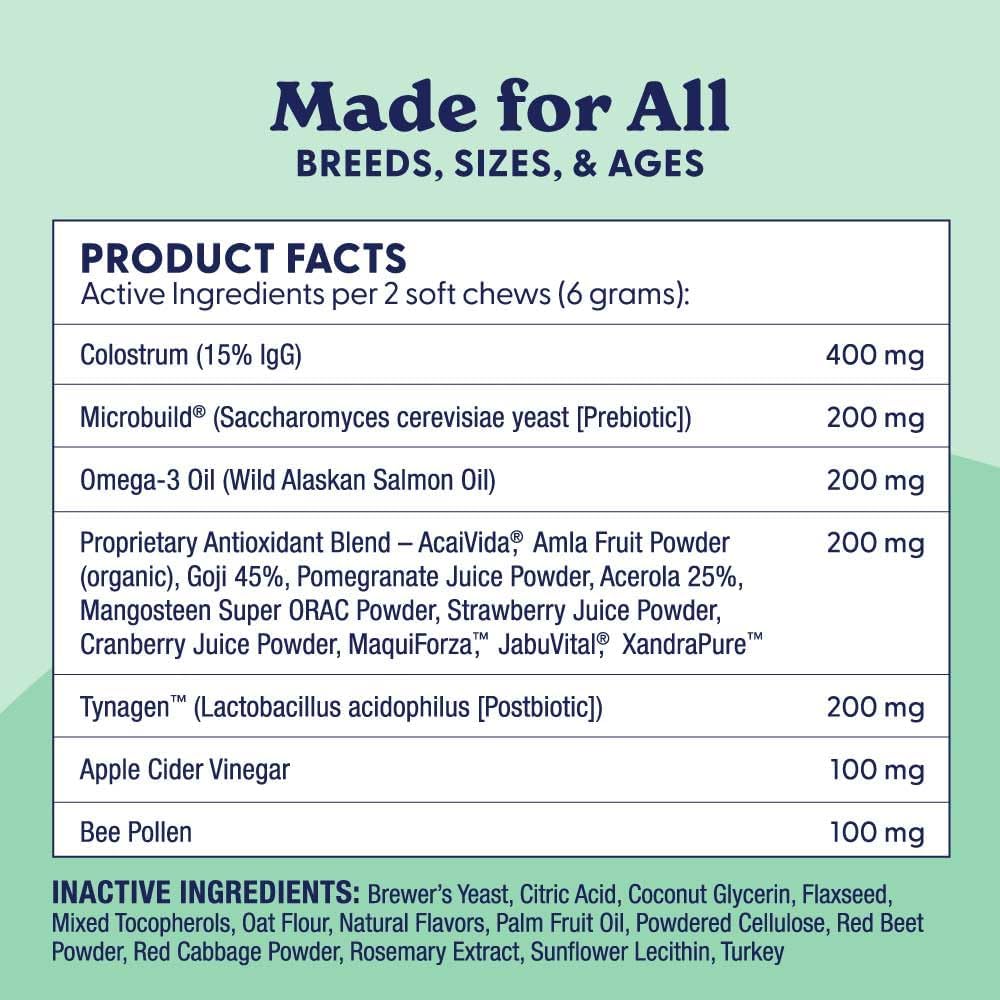 Origin Labs Allergy and Immune Support Supplements for Dogs - Omega-3 Fish Oil, Bee Pollen, Colostrum, Probiotics & Prebiotics - Turkey Flavour, 90 Soft Chews - görsel 8