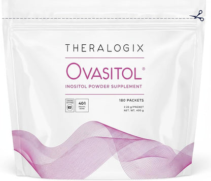 Theralogix Ovasitol Inositol Powder Sachets - 90-Day Supply - Myo-Inositol & D-Chiro Inositol for Hormone Balance & Ovarian Function Support* - NSF Certified - 180 Sachets