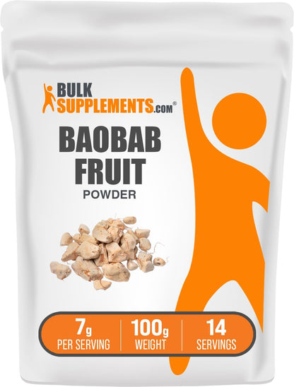 BulkSupplements.com Baobab Fruit Powder - Antioxidant Supplement, Gluten-free, 7g per Serving, 100g (3.5 oz)