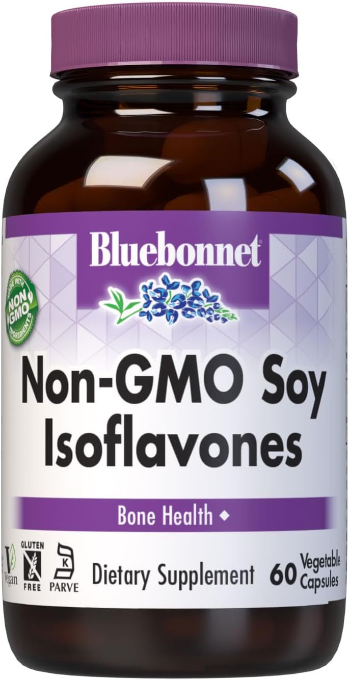 Bluebonnet Nutrition Non-GMO Soy Isoflavones, Phytoestrogen-Rich Supplement, Vegan, Kosher, Gluten-Free, 60 Vegetable Capsules - görsel 1