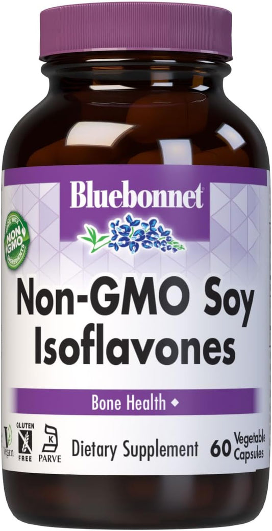 Bluebonnet Nutrition Non-GMO Soy Isoflavones, Phytoestrogen-Rich Supplement, Vegan, Kosher, Gluten-Free, 60 Vegetable Capsules