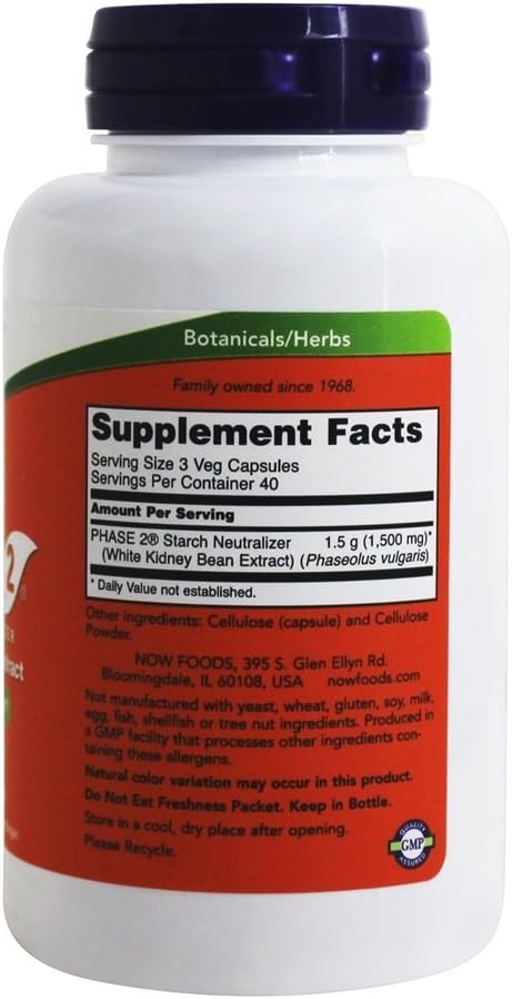 NOW Foods Phase 2 500 mg 120 Veggie Capsules - görsel 2