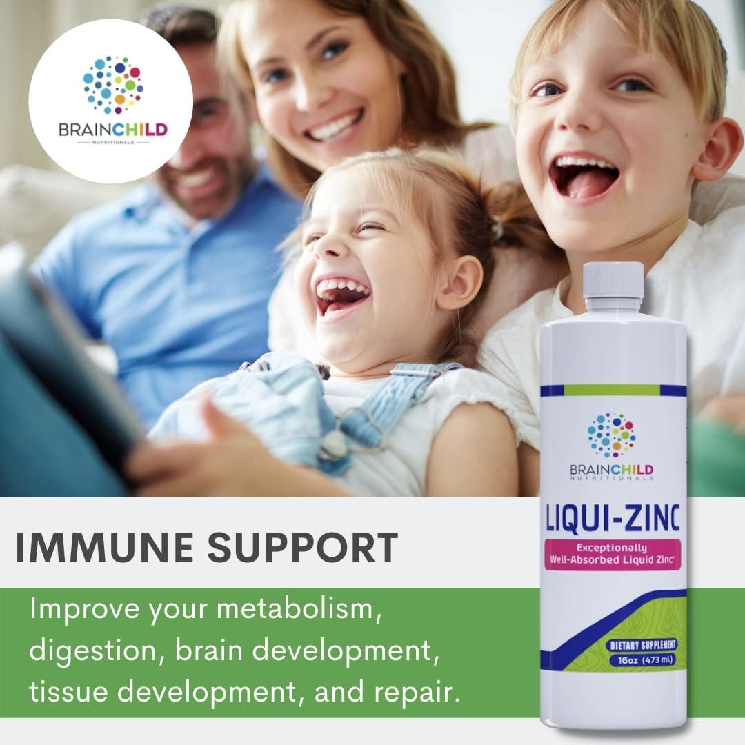 BrainChild Nutritionals LiquiZinc Liquid Formula (Unflavoured, 16 fl oz) - görsel 1