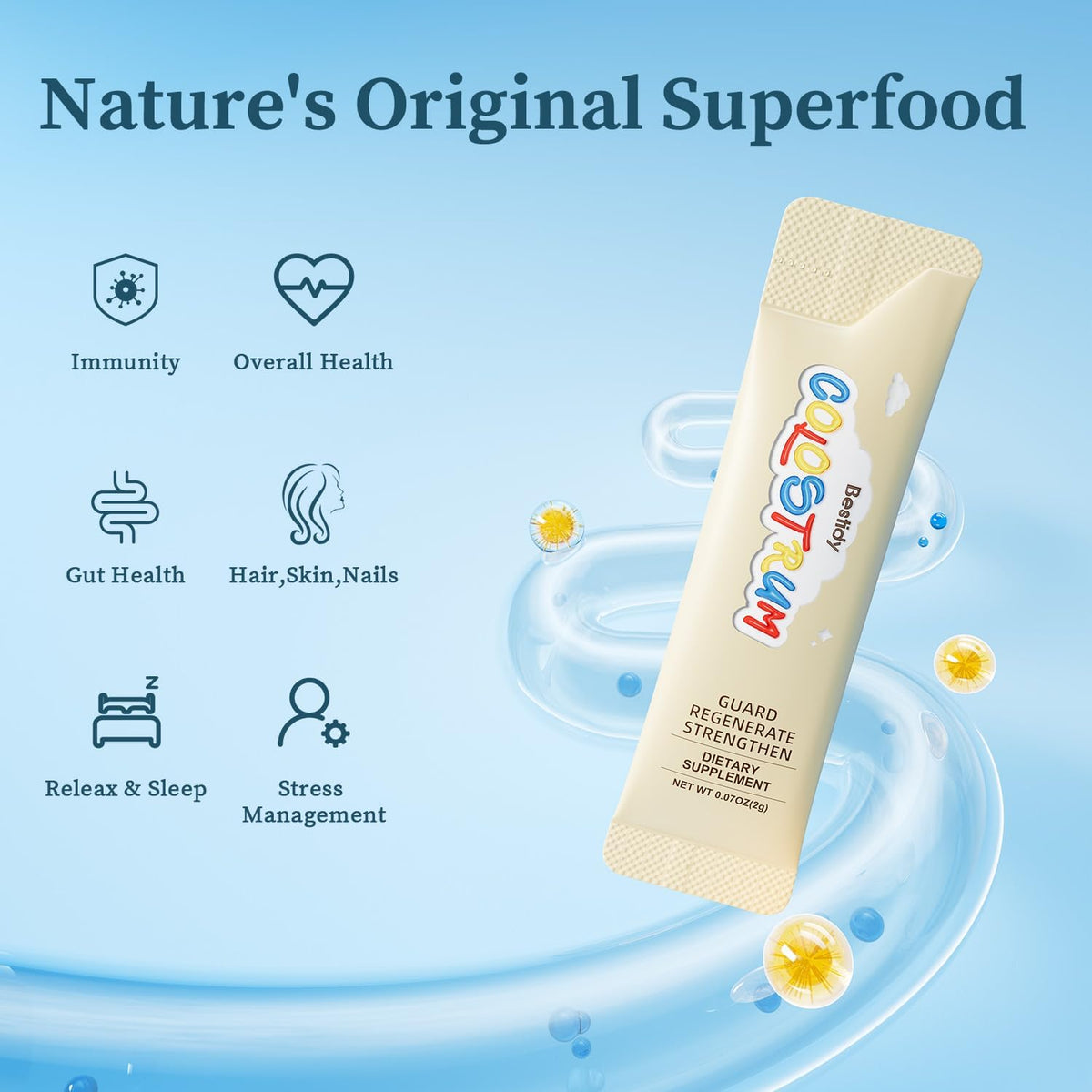 Bestidy Bovine Colostrum Powder – Natural Superfood for Gut Health, Hair Growth & Beauty (60 Servings, 120g) - görsel 3