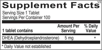 DHEA 5mg Food Supplement - Helps Support Hormonal Balance, Mood and Stress Management - 100 Tablets
