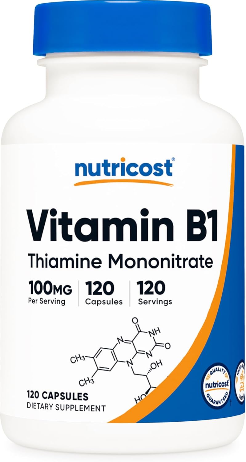 Nutricost Vitamin B1 (Thiamine) 100mg, 120 Capsules - Gluten-free and Non-GMO - görsel 1