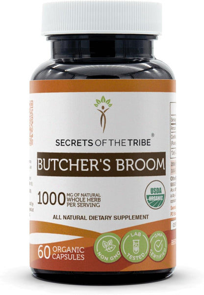 Secrets of the Tribe Butcher's Broom USDA Organic Capsules, 60 Count