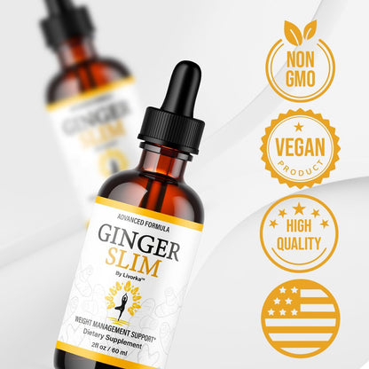 Ginger Slim Drops - Premium Liquid Supplement, 3 Bottles (Three-Month Supply)
