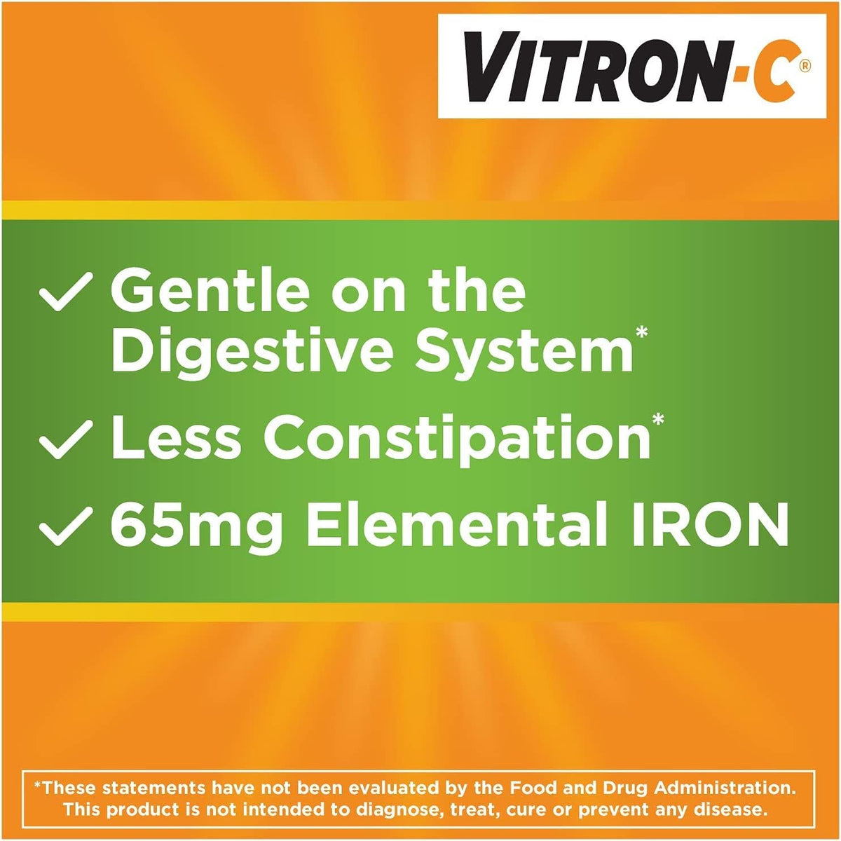 Vitron-C High Potency Iron Supplement with 125 mg Vitamin C, 60 Count | Pack of 2 - görsel 6