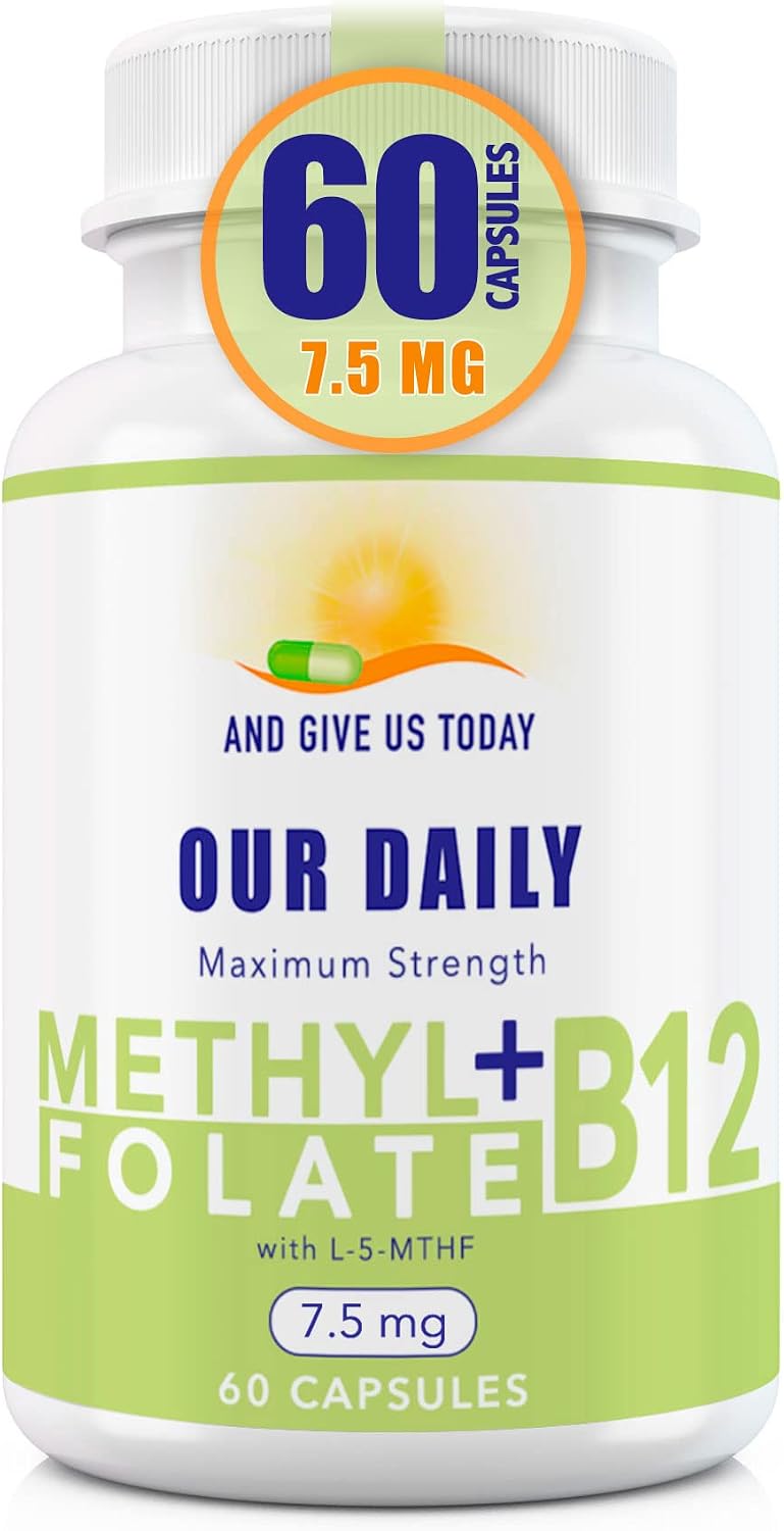 L-Methylfolate 7.5 mg + Vitamin B12 1000 mcg with Glycine - 60 Vegetarian Capsules - görsel 1