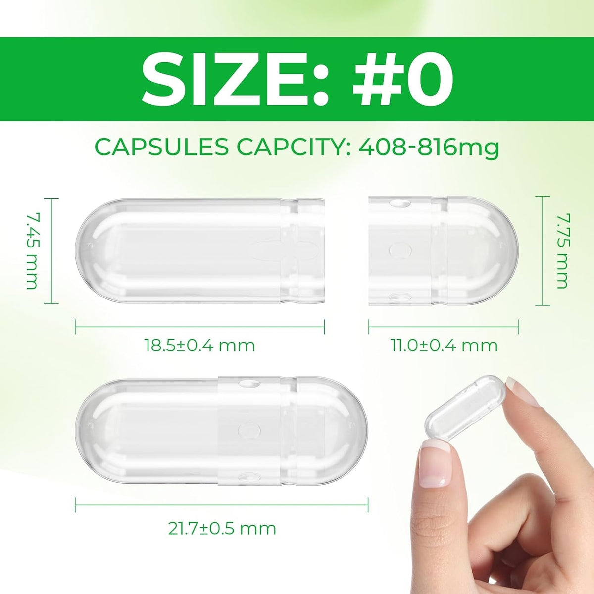 Angtai JN Size 0 Empty Capsules Vegan Plant Based Clear (100 Count) Gluten-free, Non-GM, Halal Certified Pill Caps Filling Kit with 2 Spoons for Vegetarian DIY Your Own Supplements - görsel 7