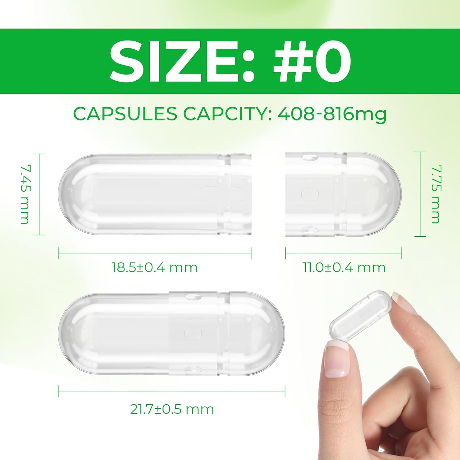 Angtai JN Size 0 Empty Capsules Vegan Plant Based Clear (100 Count) Gluten-free, Non-GM, Halal Certified Pill Caps Filling Kit with 2 Spoons for Vegetarian DIY Your Own Supplements - görsel 7