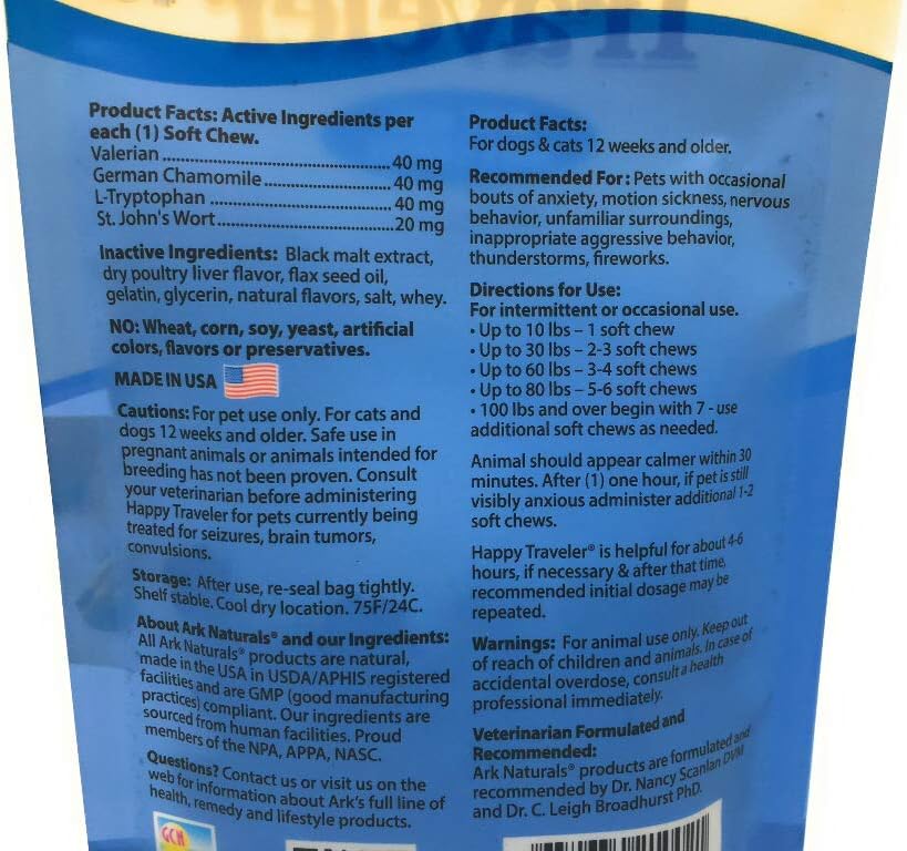 ARK NATURALS Happy Traveller Calming Chews for Dogs & Cats - görsel 4