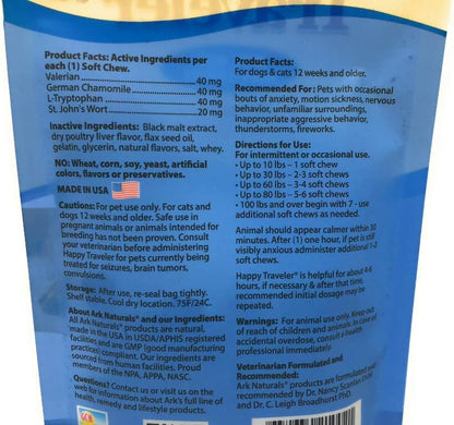 ARK NATURALS Happy Traveller Calming Chews for Dogs & Cats