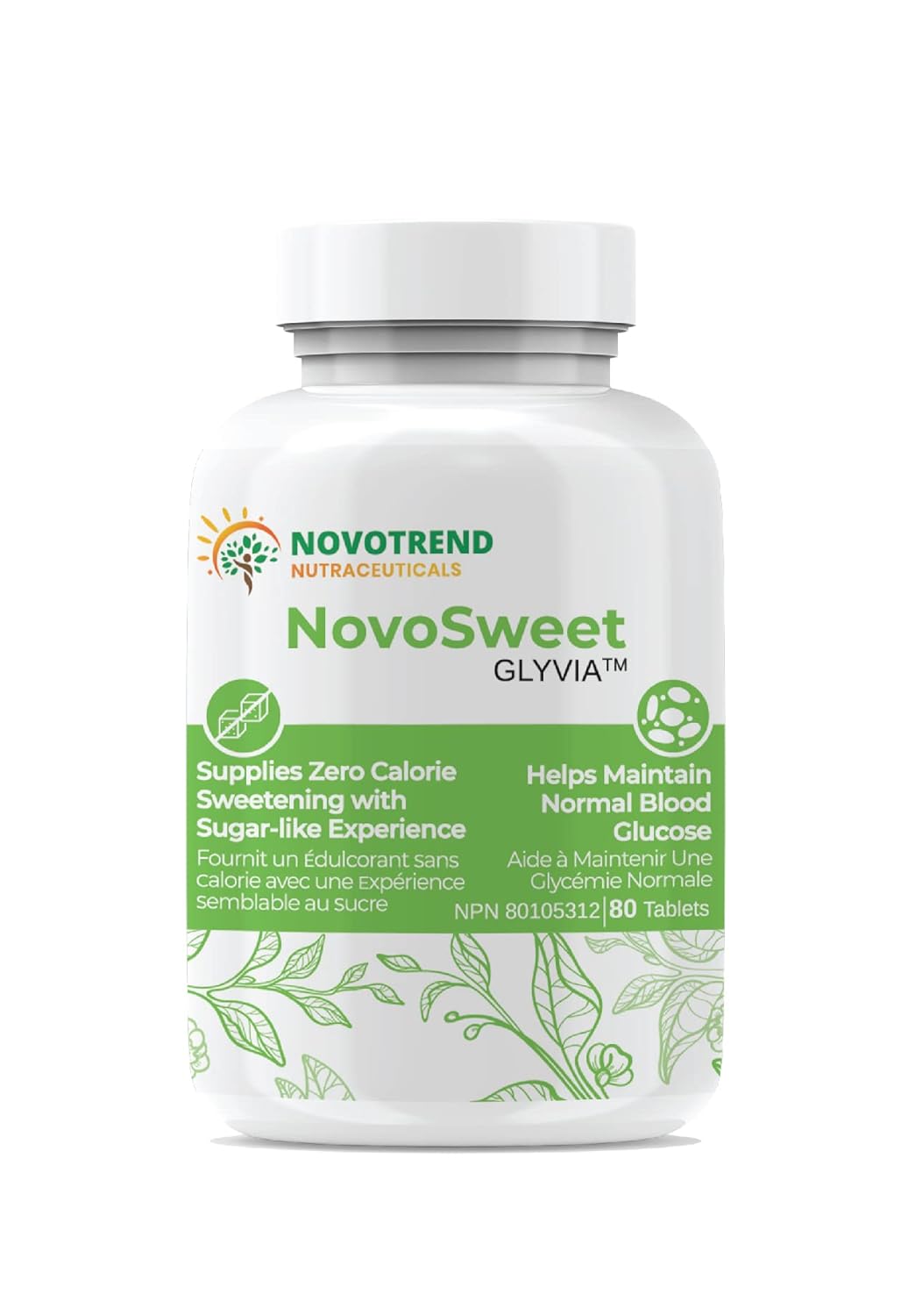 NovoSweet Glyvia 80 Tablets Natural Sweetener – Zero Carb, Keto & Vegan Friendly - görsel 1