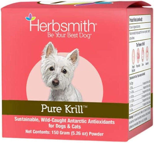 Herbsmith Pure Krill - Wild-Caught Antarctic Krill - Single Ingredient - Astaxanthin for Dogs - Ready-to-Uses Omega 3s - 150g