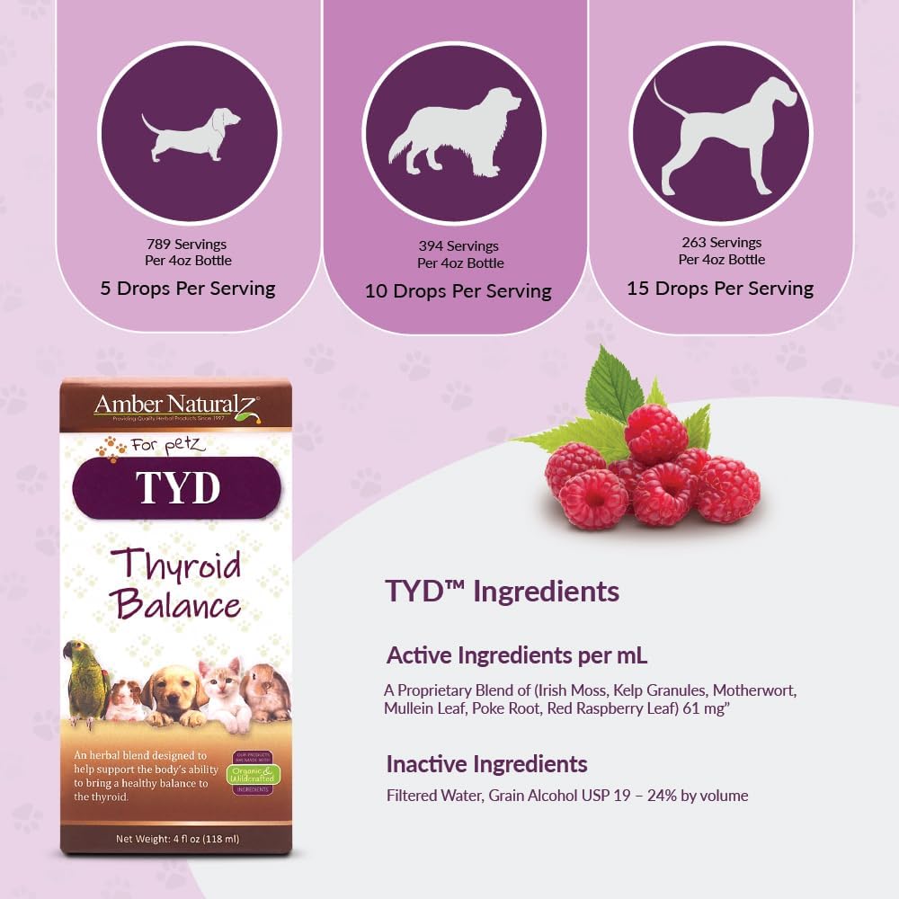 Amber NaturalZ TYD Thyroid Balance Herbal Pet Supplement, 4 fl oz - görsel 4