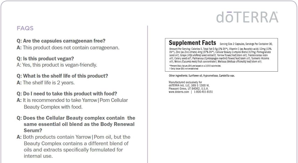 doTERRA Yarrow|Pom Capsules – Cellular Beauty Complex - görsel 3